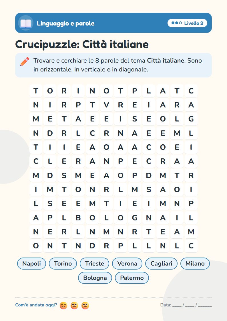 Scheda del bonus: Crucipuzzle d'Italia