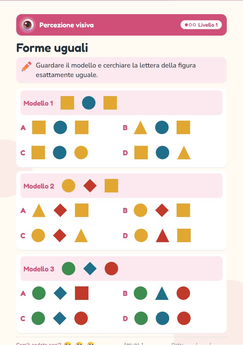 Esempio di attività: Forme uguali
